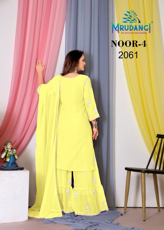 Noor 4 By Mrudangi Georgette With Cotton Readymade Sharara Suits Wholesale Market In Surat
